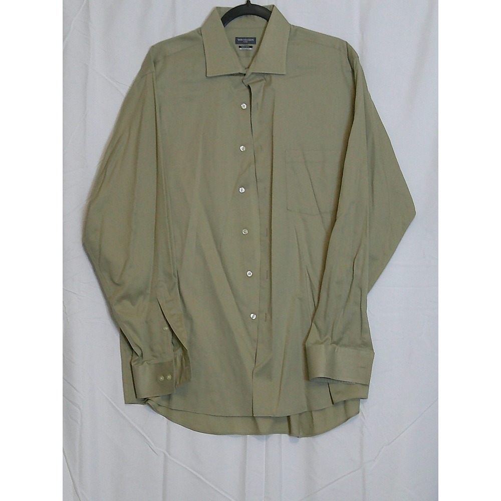 Van Heusen Flex Shirt Mens Regular Fit Long Sleeve Button Down Khaki Size‎ XL
